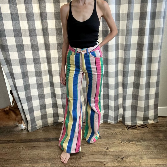 Wrangler Multicolor Striped Wide Leg Jeans - Picture 1 of 5
